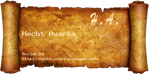 Hecht Avarka névjegykártya